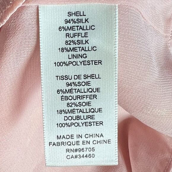 Rebecca Taylor Powder Pink and Gold Silk Blouse Size XXS - Picture 7 of 8
